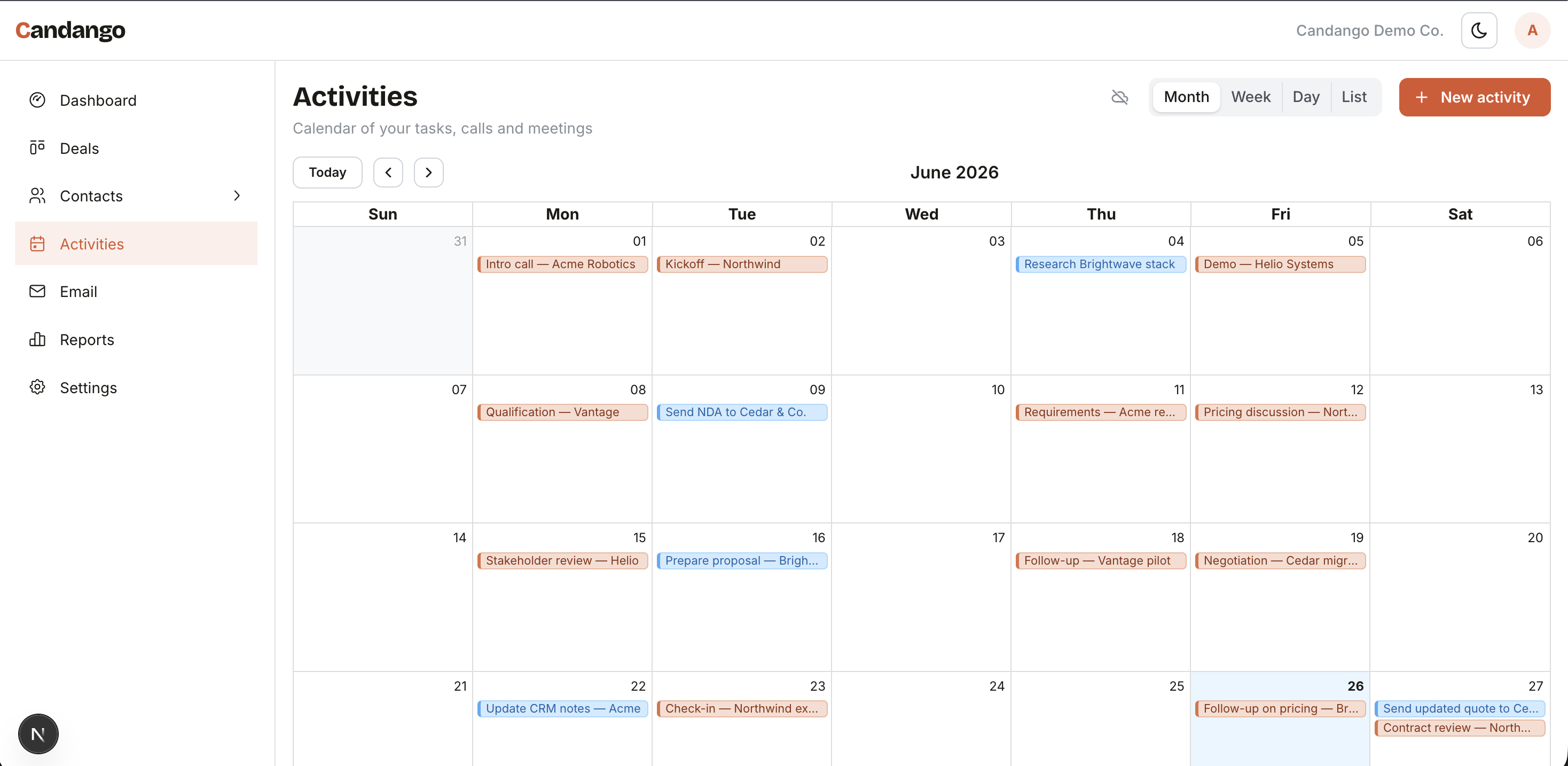 Google Calendar activities inside Candango